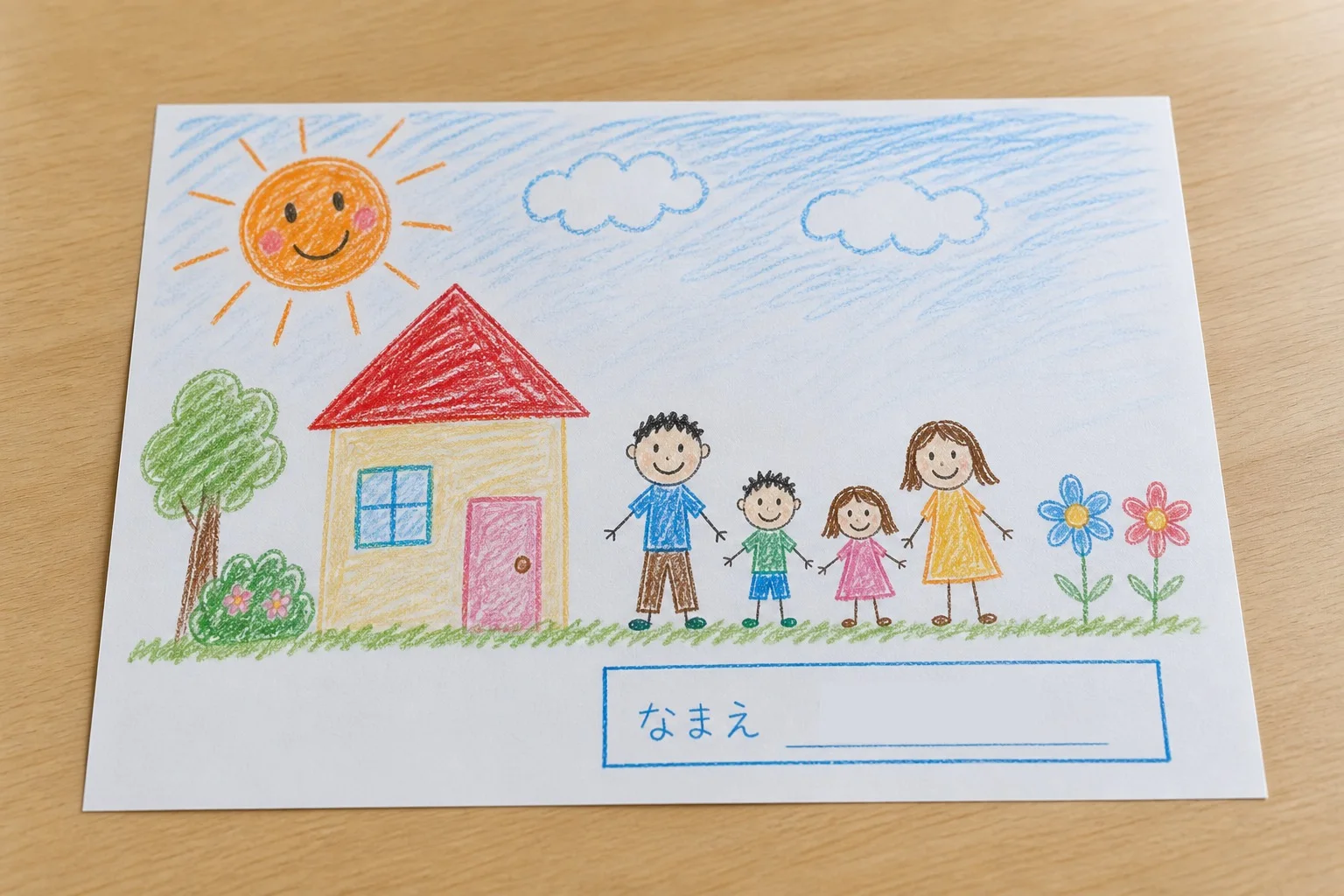 名前欄を隠した子どもの絵のサンプル